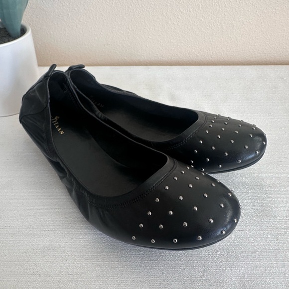 Cole Haan Black Leather Studded Flex Comfy Ballet Flats  Women’s 11B - Picture 5 of 12